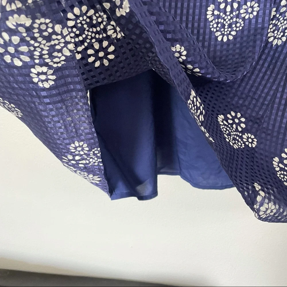Madewell Silk/Cotton Blue/Purple Flowerstamp Sheath Dress Size XS